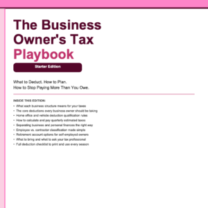 Business Owner's Tax Playbook (Starter Edition)
